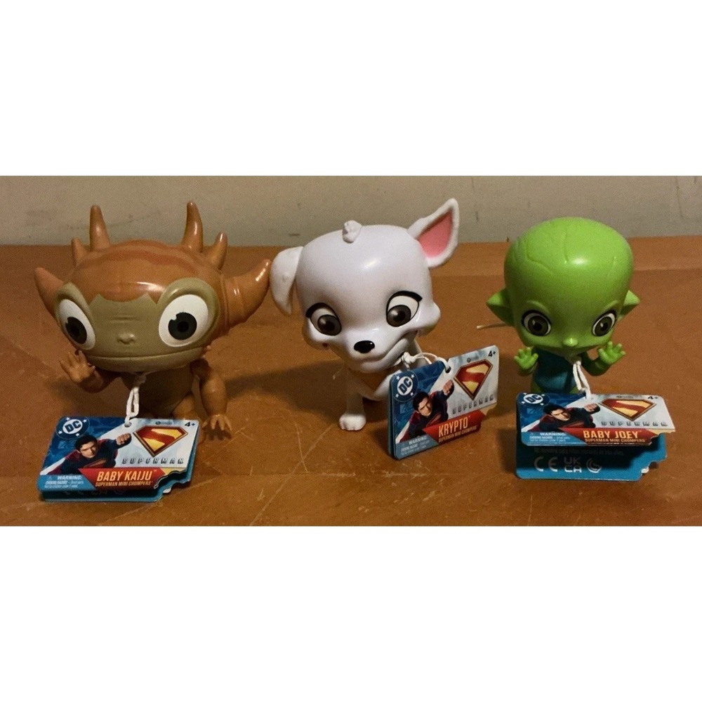 DC Superman Mini Chompers Action Complete Set of 3 Baby Kaiju & Joey, Krypto